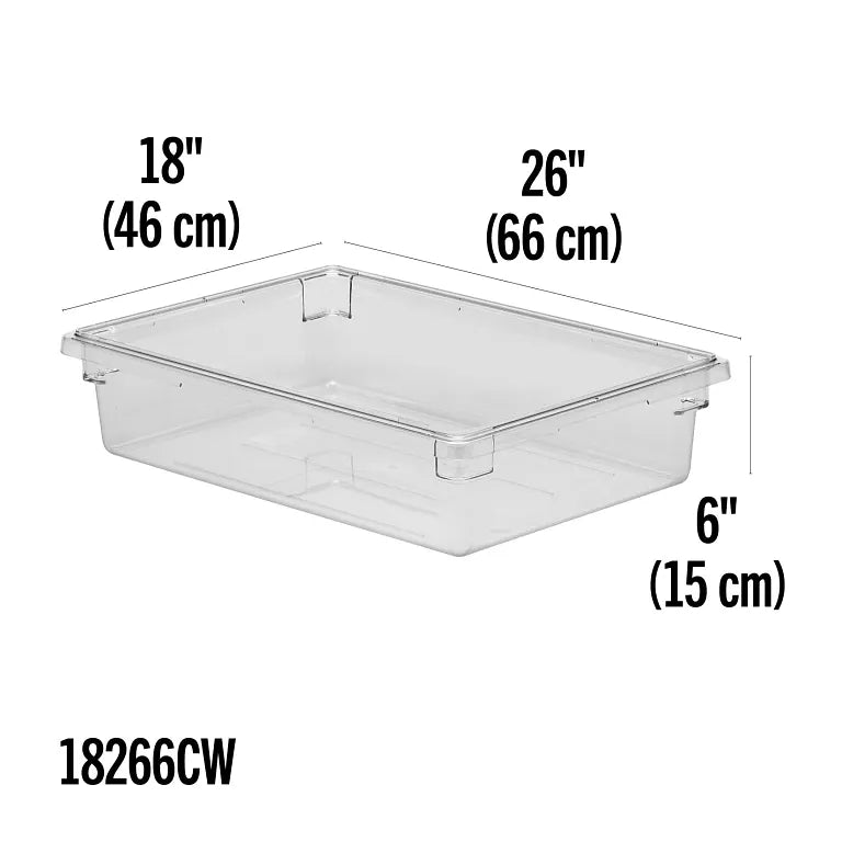 Cambro 18266CW135 Camwear® 26" x 18" x 6" Clear Polycarbonate Food Storage Box