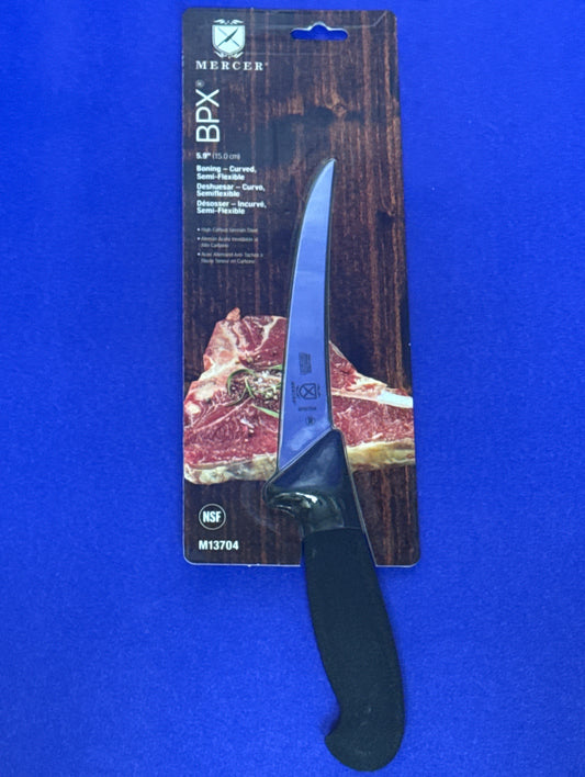 Mercer Culinary M13704 BPX® 5 1/2" Semi-Flexible Curved Boning Knife with Nylon Handle