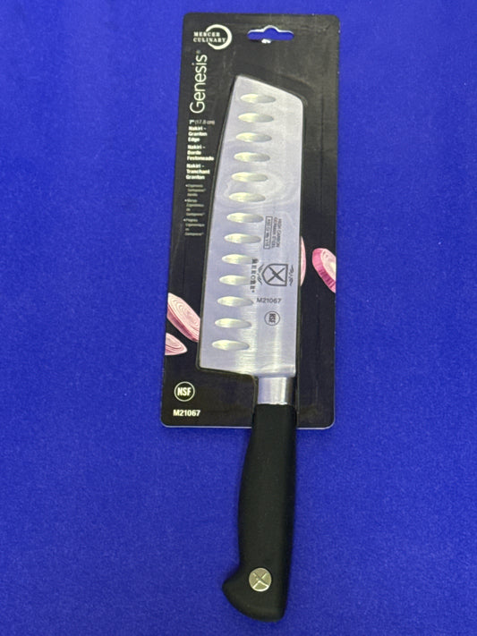 Mercer Culinary M21067 Genesis® 7" Forged Nakiri Knife with Granton Edge and Full Tang Blade