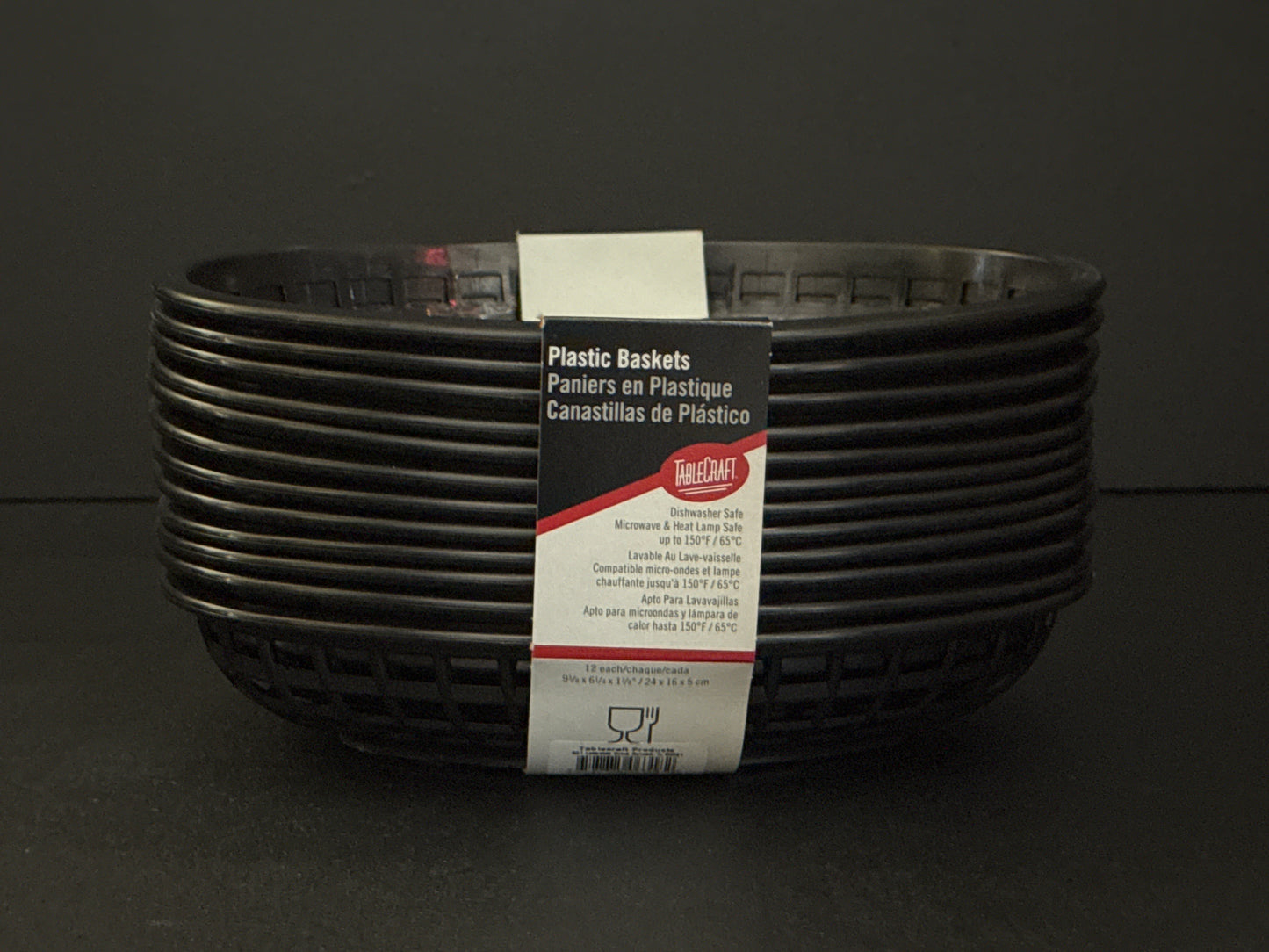 Tablecraft Black Classic Oval Basket, Pack of 12 C1074BK