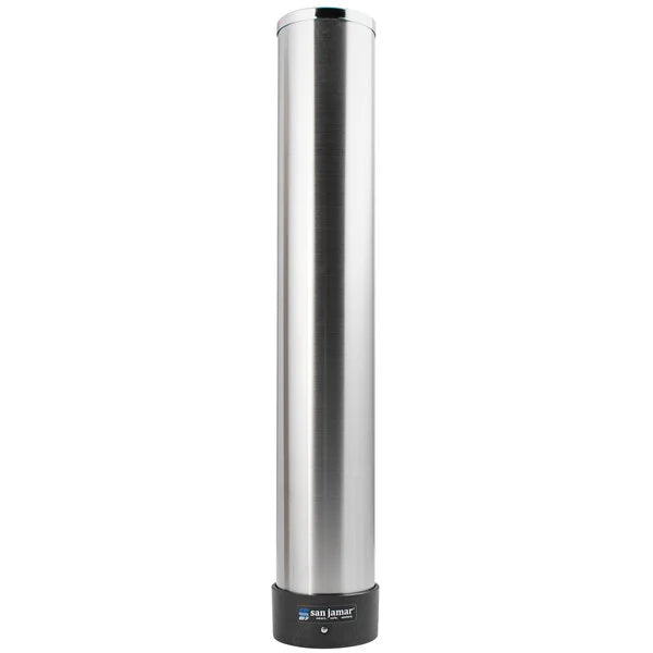San Jamar Pull-Type Stainless Steel Wall Mount 6 - 10 oz. Cup Dispenser C3200P