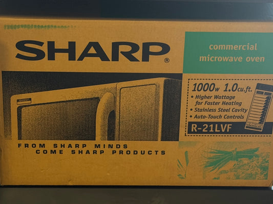 Sharp R21LVF Stainless Steel Medium-Duty Commercial Microwave with Touch Controls and 10 Programmable Memories - 1,000W, 120V