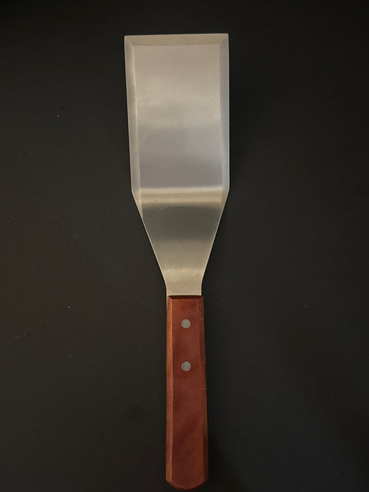 Browne Stainless Steel Solid Turner with 6"L x 2-3/4"W Blade & Hardwood Handle 11-1/2" OAL 574315
