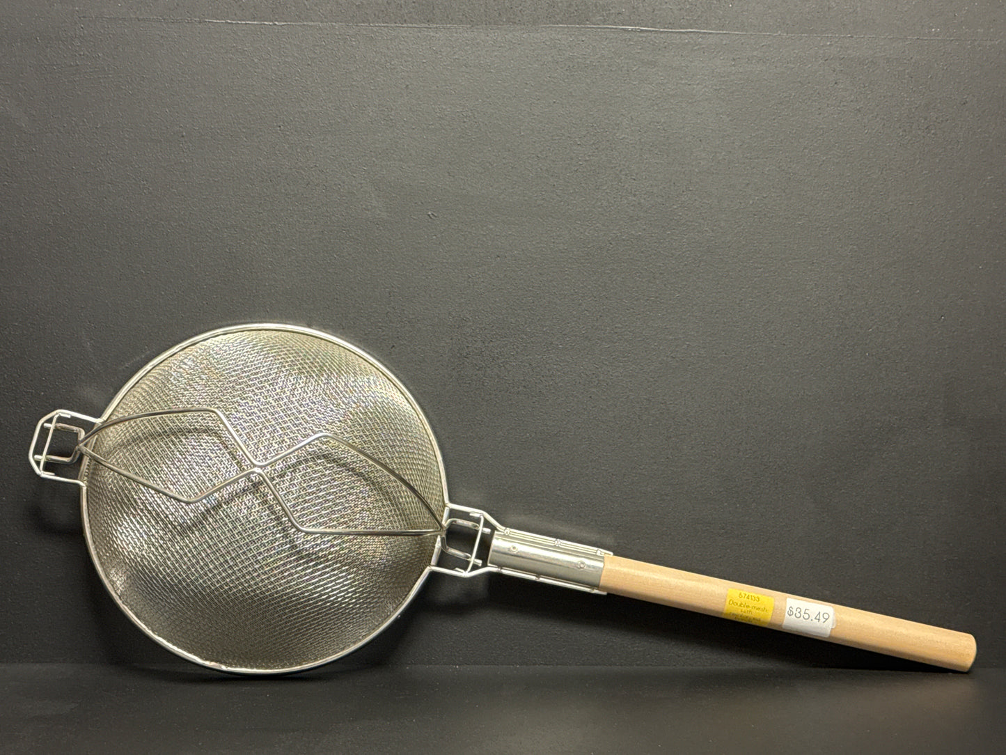 Browne 574133 - Strainer, 12" bowl, 15"L handle, double medium mesh, wood handle