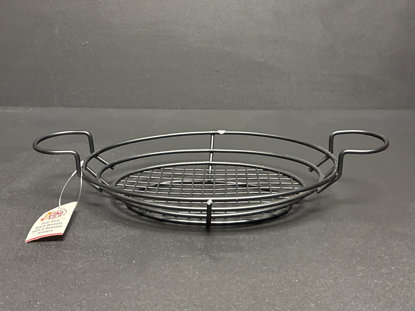 American Metalcraft Oval Wire Baskets With Ramekin Holders - Mesh Bottom BSKB811