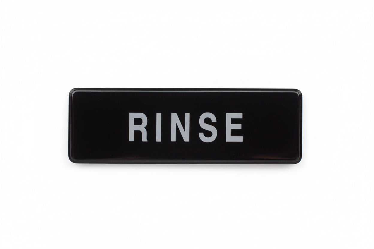 Winco Rinse Information Signs, 9"W x 3"H SGN-327