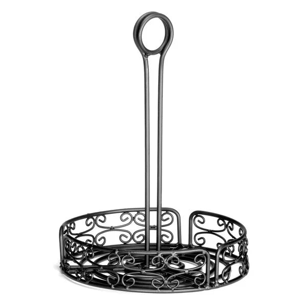 Tablecraft Mediterranean 6" black condiment caddy BK2595
