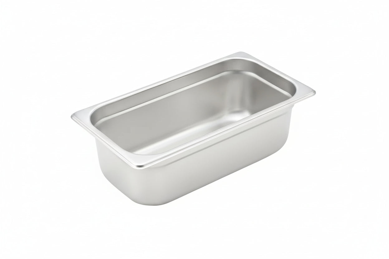 Winco SPJH-304 - Third Size x 4" Anti-Jam Steam Pan, 22 Gauge Stainless Steel