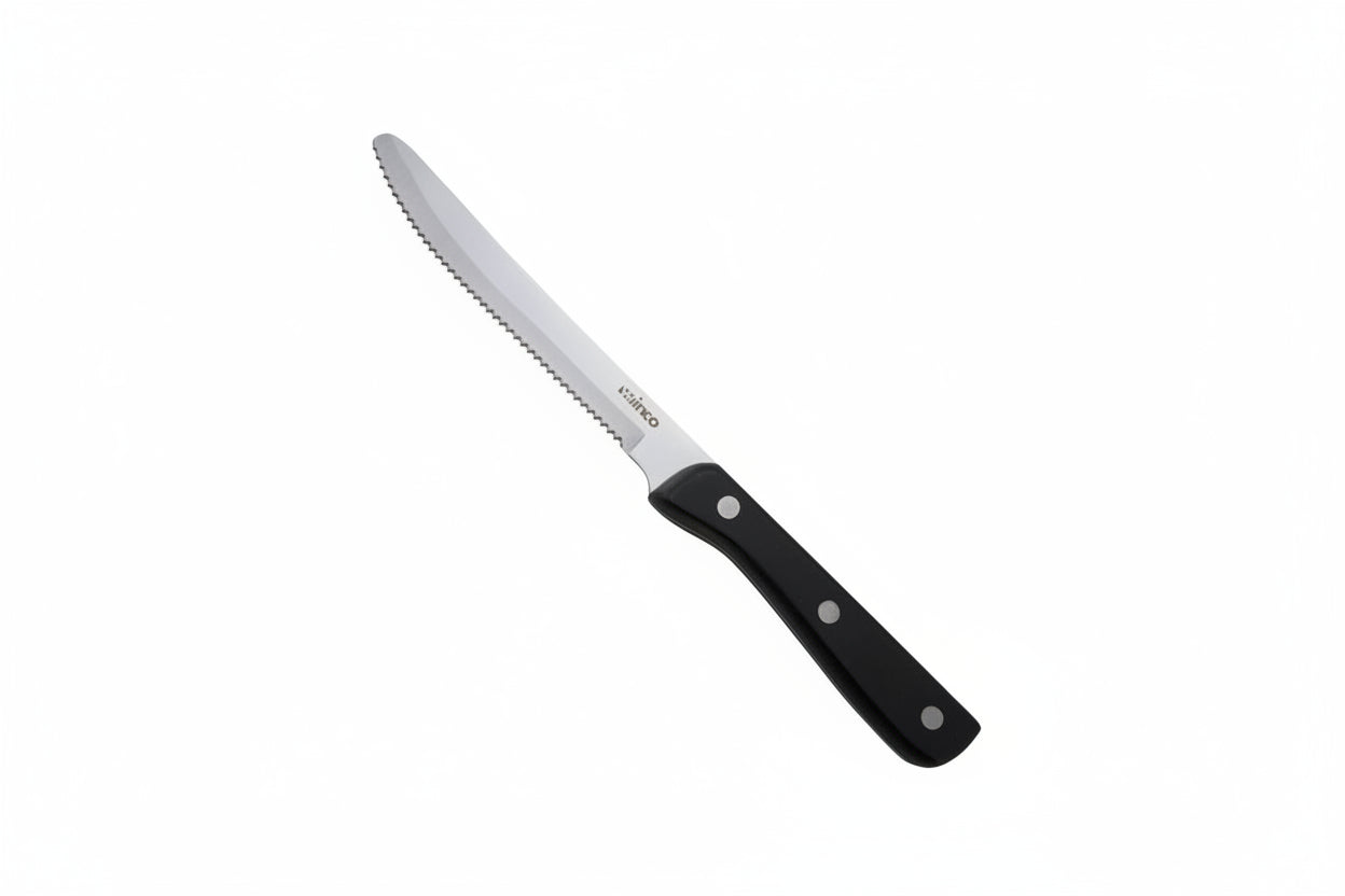 Winco K-80P - Solid POM Handle Steak Knife, 5" Blade, Round Tip