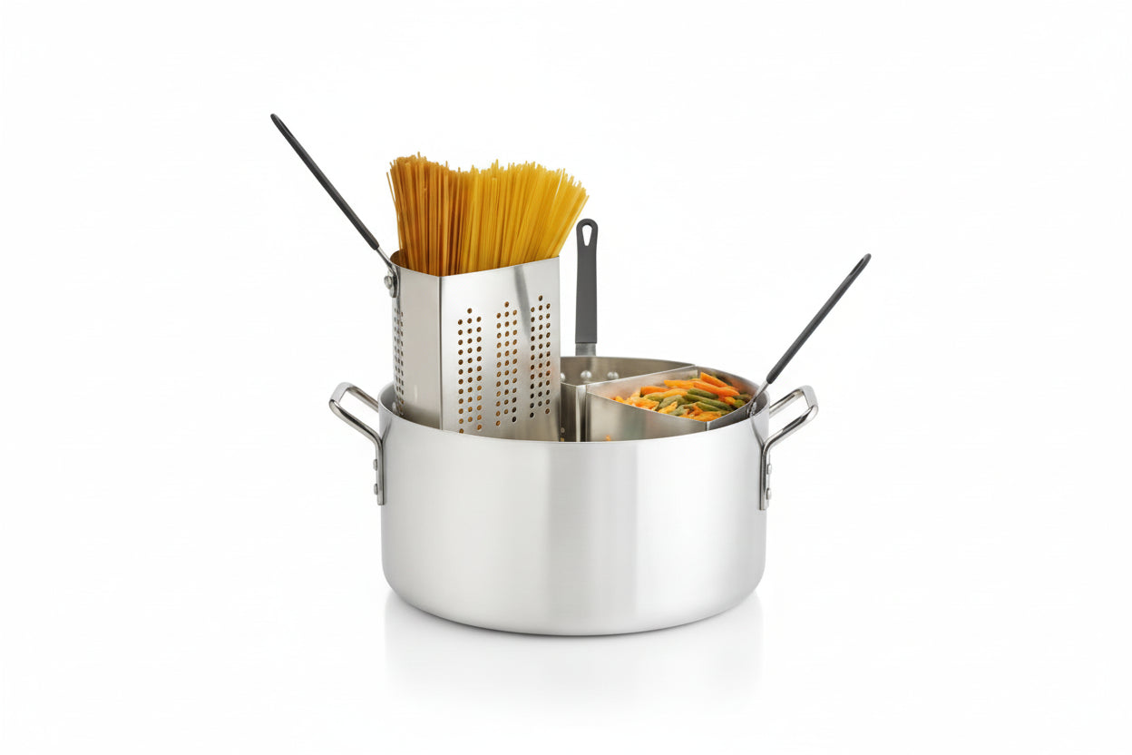 Browne 20 Qt Pasta Pot with Stainless Steel Baskets - 1/Set 5813318