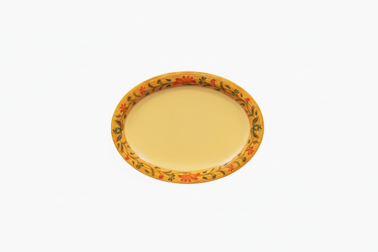 G.E.T. 12" x 9" Oval Venetian Platter - Melamine, Yellow (OP-120-VN)