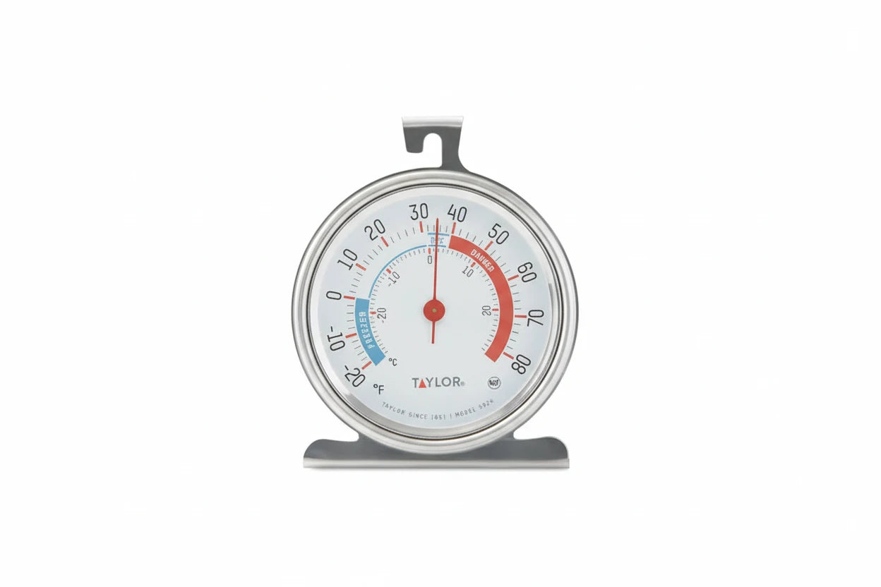 Taylor Refrigerator & Freezer Thermometer w/ 3 1/4" Dial Face, Stainless 5924