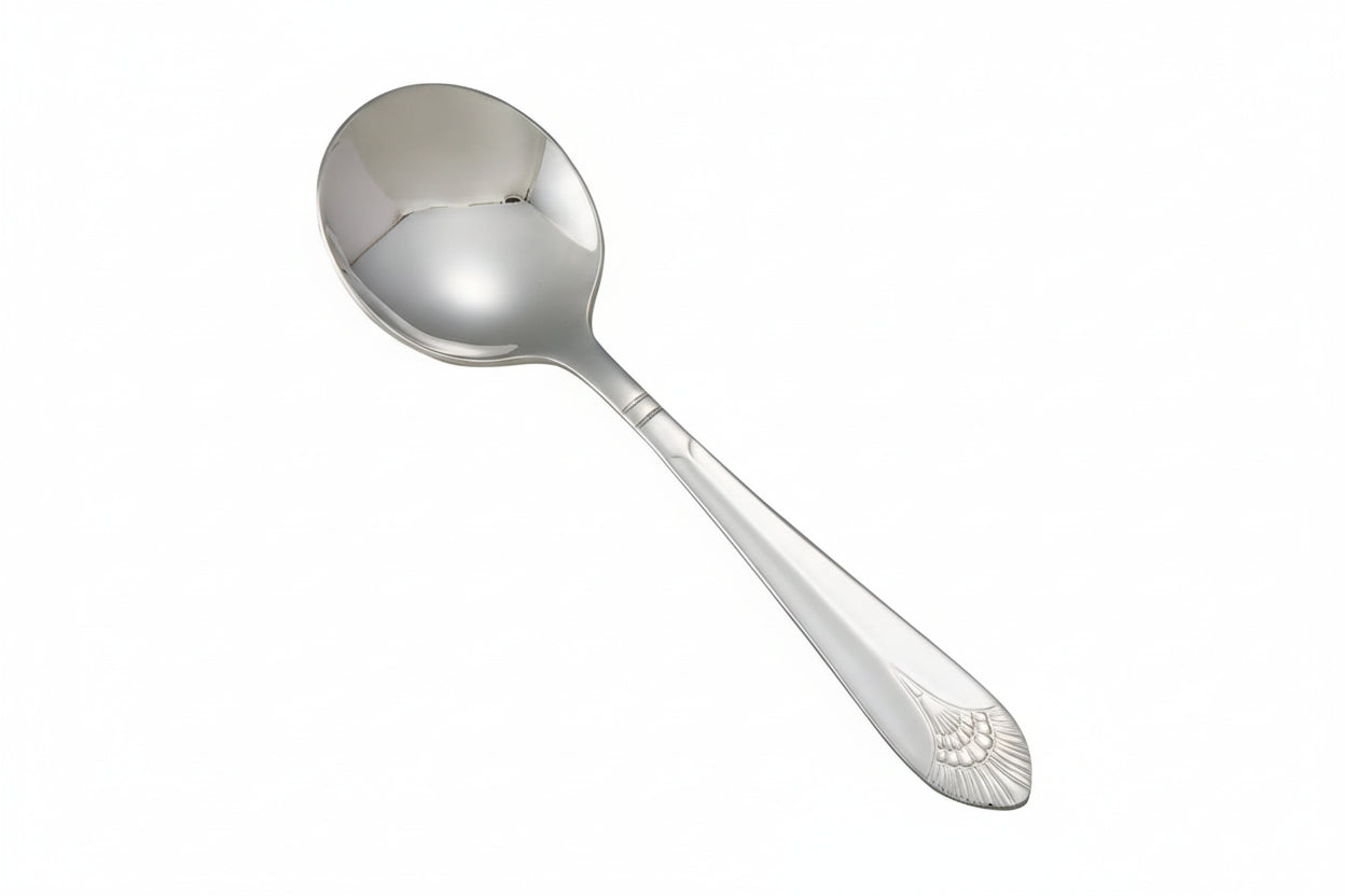 Winco 0031-04 - Peacock Bouillon Spoon, 18/8 Extra Heavyweight