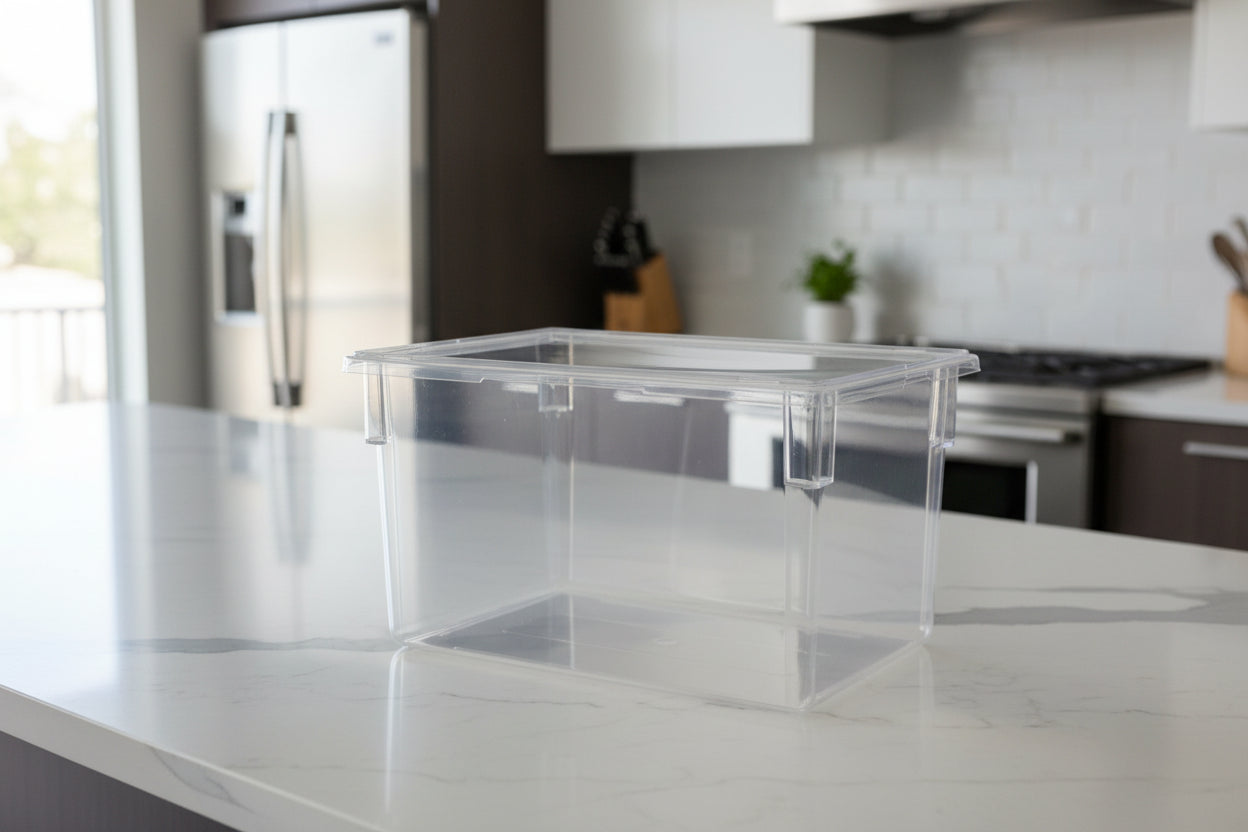 Cambro Camwear® Clear Polycarbonate Food Storage Box 26" x 18" x 15", 182615CW135
