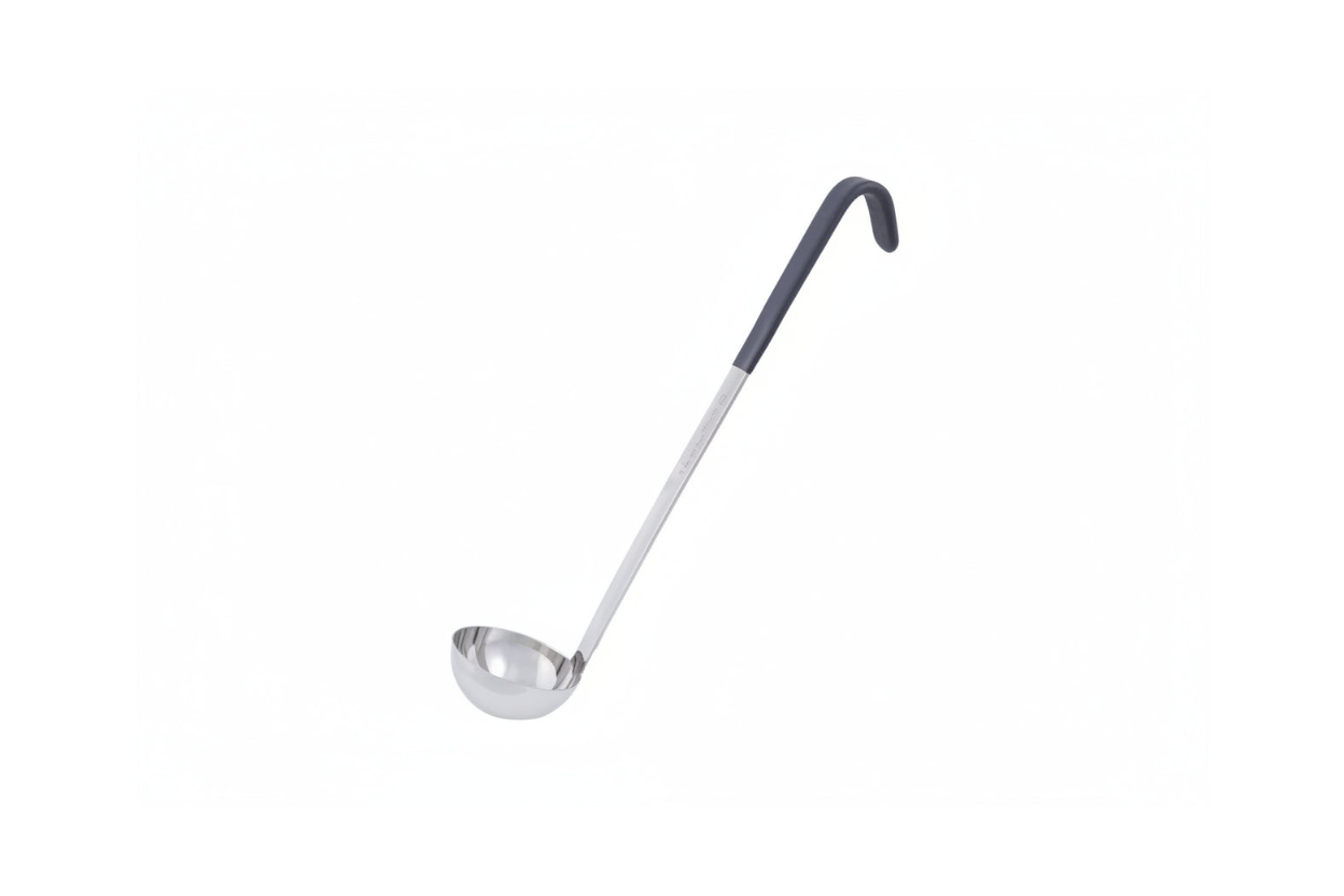 Vollrath 4980320 Jacob's Pride® 3 oz. One-Piece Stainless Steel Ladle with Black Kool-Touch® Handle