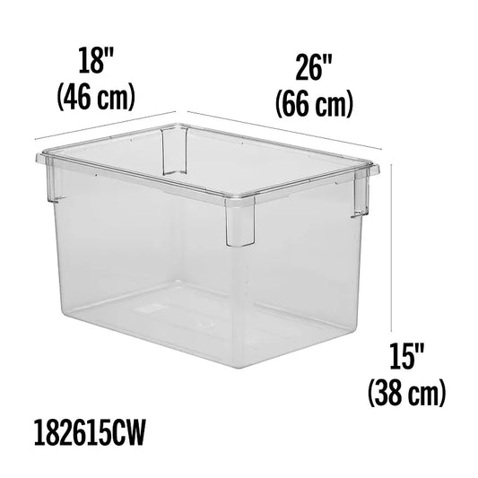 Cambro Camwear® Clear Polycarbonate Food Storage Box 26" x 18" x 15", 182615CW135