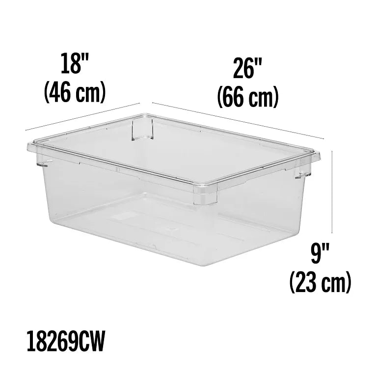 Cambro Camwear® 18" x 12" x 6" Clear Polycarbonate Food Storage Box, 12186CW135