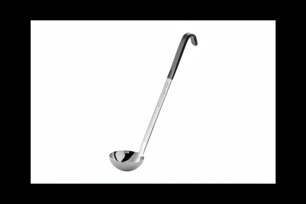 Vollrath 4980420 Jacob's Pride® 4 oz. One-Piece Stainless Steel Ladle with Black Kool-Touch® Handle