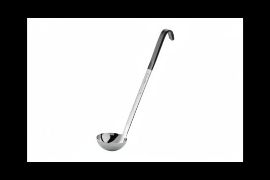 Vollrath 4980420 Jacob's Pride® 4 oz. One-Piece Stainless Steel Ladle with Black Kool-Touch® Handle