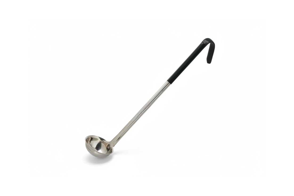 Tablecraft 9701 1 oz Ladle - Stainless Steel, Black Vinyl Handle