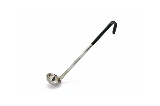 Tablecraft 9701 1 oz Ladle - Stainless Steel, Black Vinyl Handle