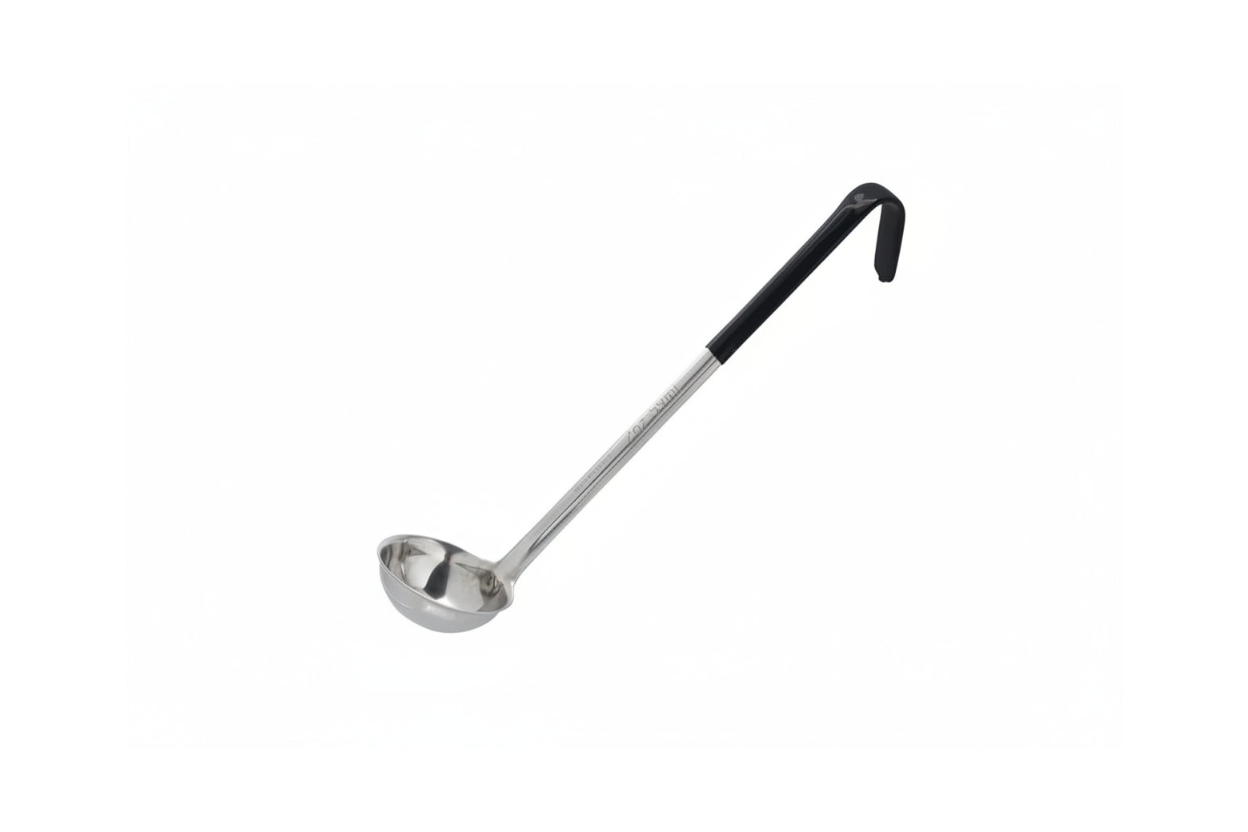 Tablecraft 9702 2 oz Ladle - Stainless Steel, Black Vinyl Handle