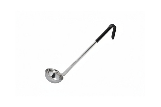 Tablecraft 9706 6 oz Ladle - Stainless Steel, Black Vinyl Handle