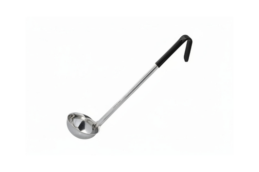 Tablecraft 9708 8 oz Ladle - Stainless Steel, Black Vinyl Handle