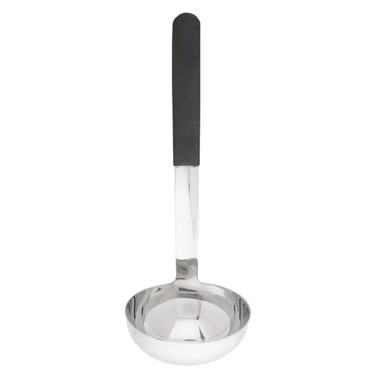 Tablecraft AM5306BK 6 oz Serving Ladle - Stainless Steel, Black Plastic Handle