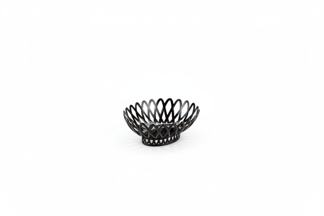 GET Oval Bread & Bun Basket, 10" x 8 1/4", Polypropylene, Black (OB-940-BK)