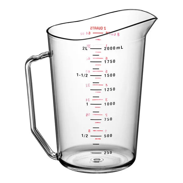 Cambro 200MCCW135 Camwear® 2 Qt. Clear Polycarbonate Measuring Cup
