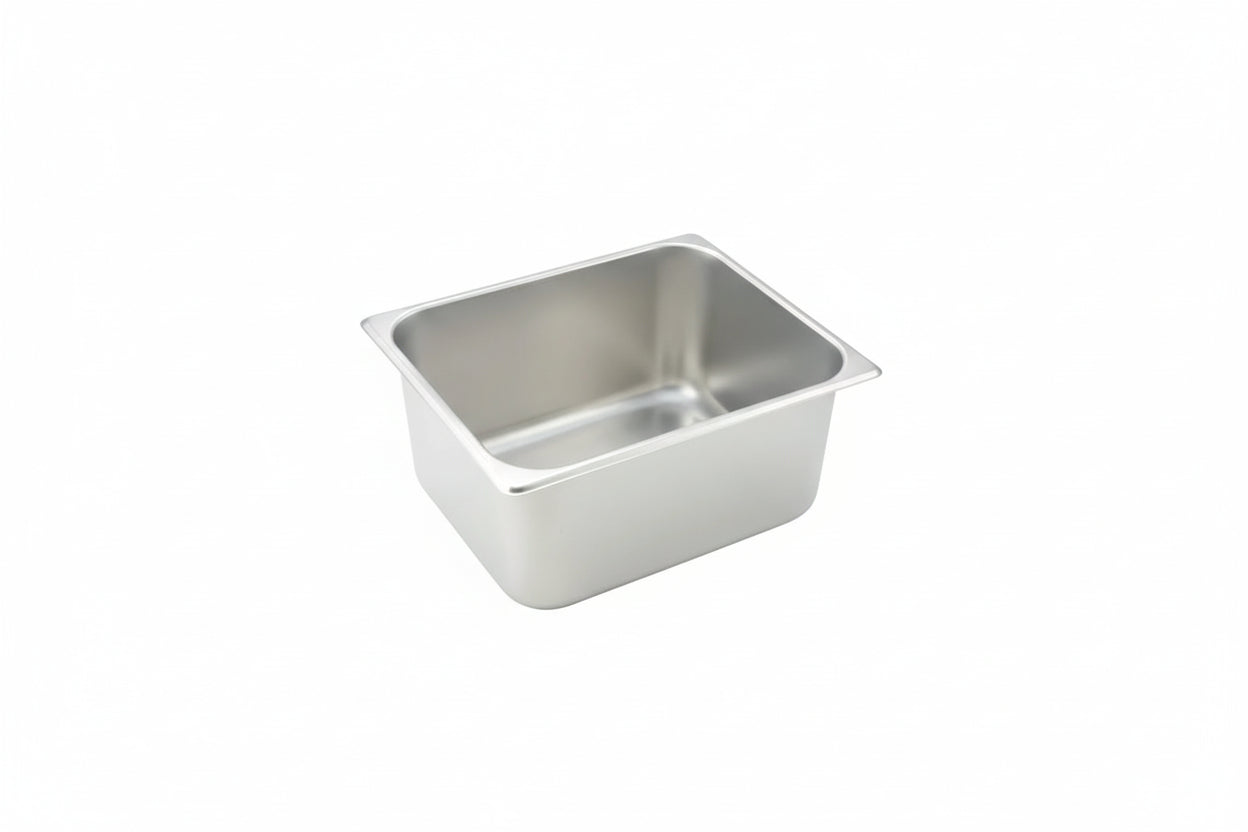 Winco SPH6 - Half Size x 6" Straight-Sided Steam Pan, 25 Gauge Stainless Steel