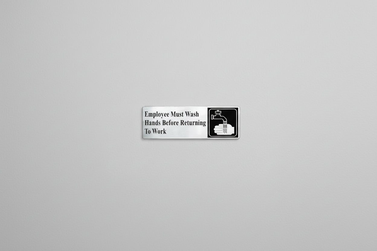 Tablecraft Contemporary Rectangular Sign "Employees Must Wash Hands Before Returning To Work" B22