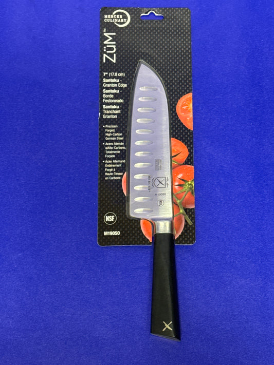Mercer Culinary M19050 ZüM® 7" Forged Santoku Knife with Granton Edge and Full Tang Blade