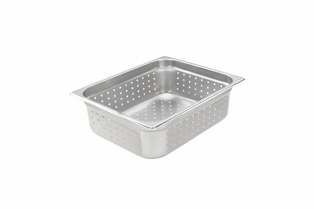 Winco SPJH-204PF - Half Size x 4" Perforated Steam Pan, 22 Gauge Stainless Steel