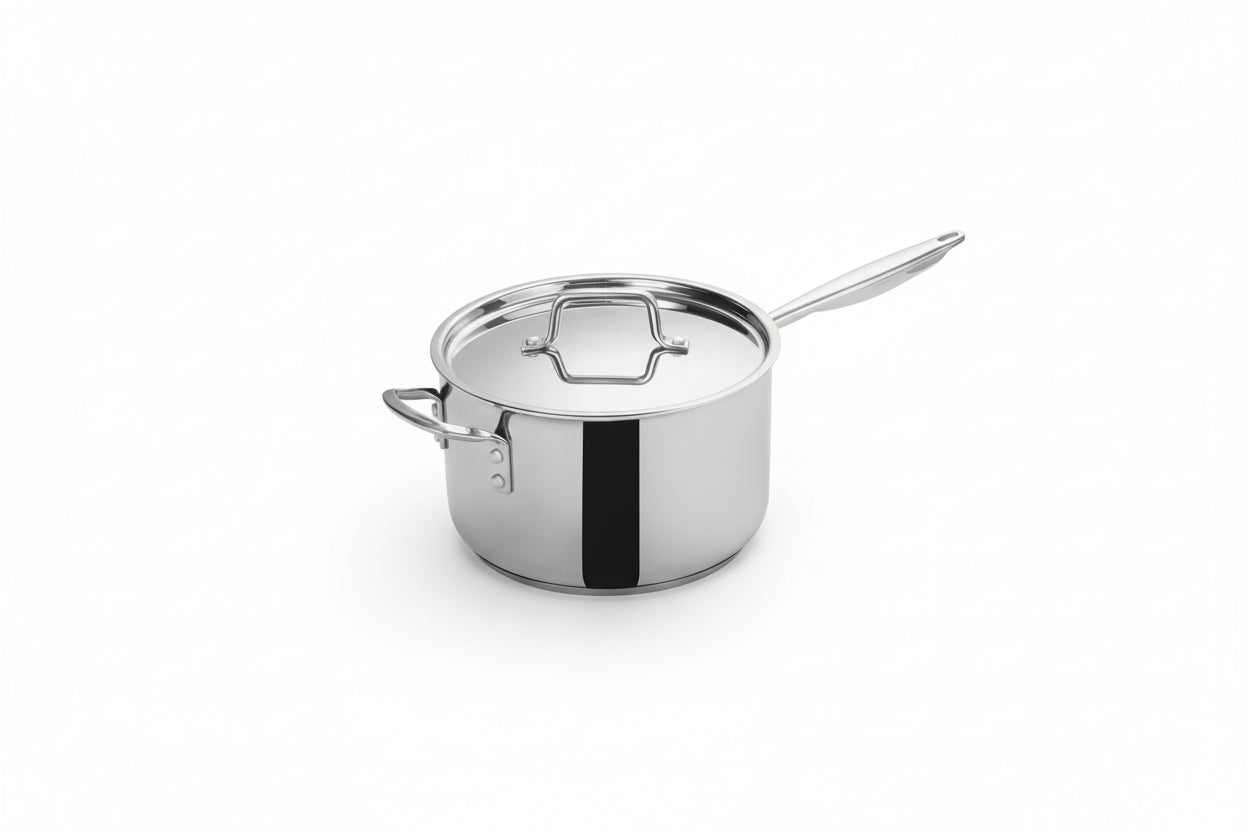 Winco Tri-Gen Tri-Ply Stainless Steel Sauce Pan with Cover - 7 Quart TGAP-7