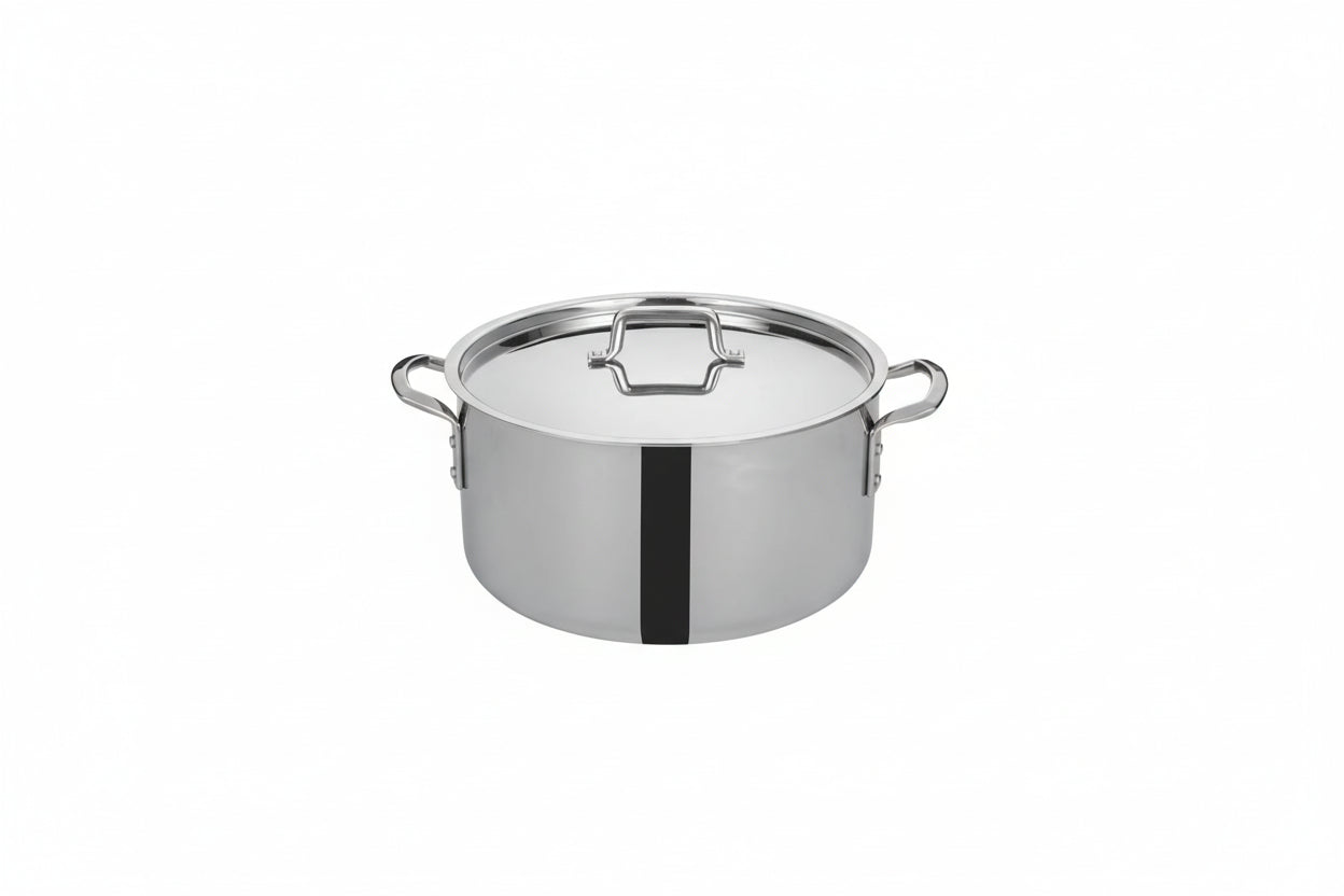 Winco Tri-Gen Tri-Ply Stainless Steel Stock Pot with Cover - 20 Quart TGSP-20