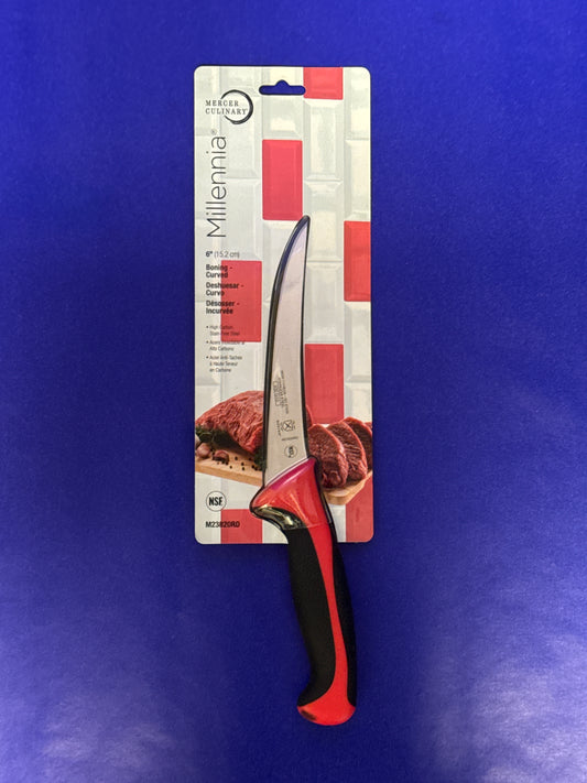 Mercer Culinary M23820RD Millennia Colors® 6" Curved Stiff Boning Knife with Red Handle