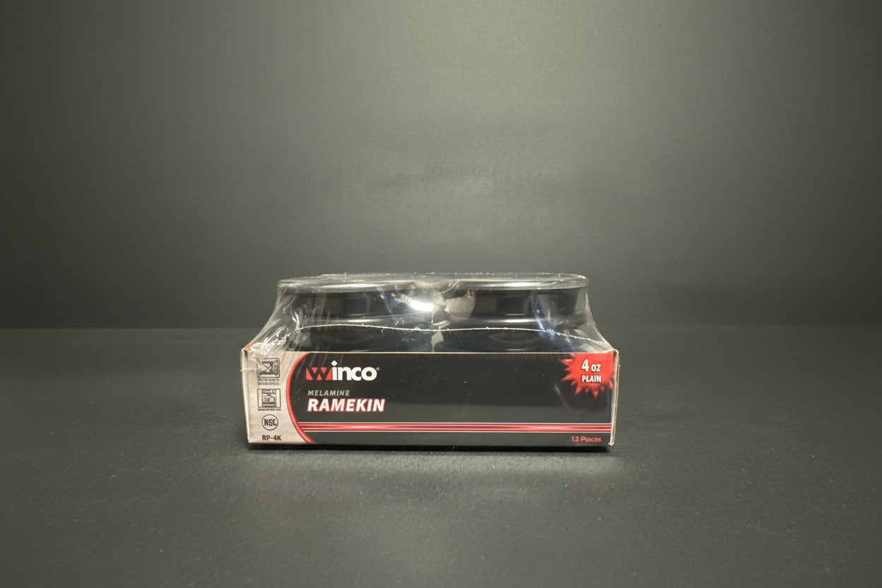 Winco Ramekin, 4 oz., plain, melamine, black RP-4K