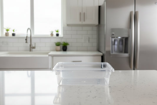 Cambro Camwear® 18" x 12" x 6" Clear Polycarbonate Food Storage Box, 12186CW135