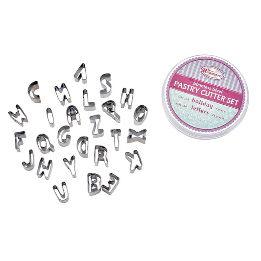 Winco Cookie Cutter Set, Letters, 26 Pieces, Stainless Steel CST-34