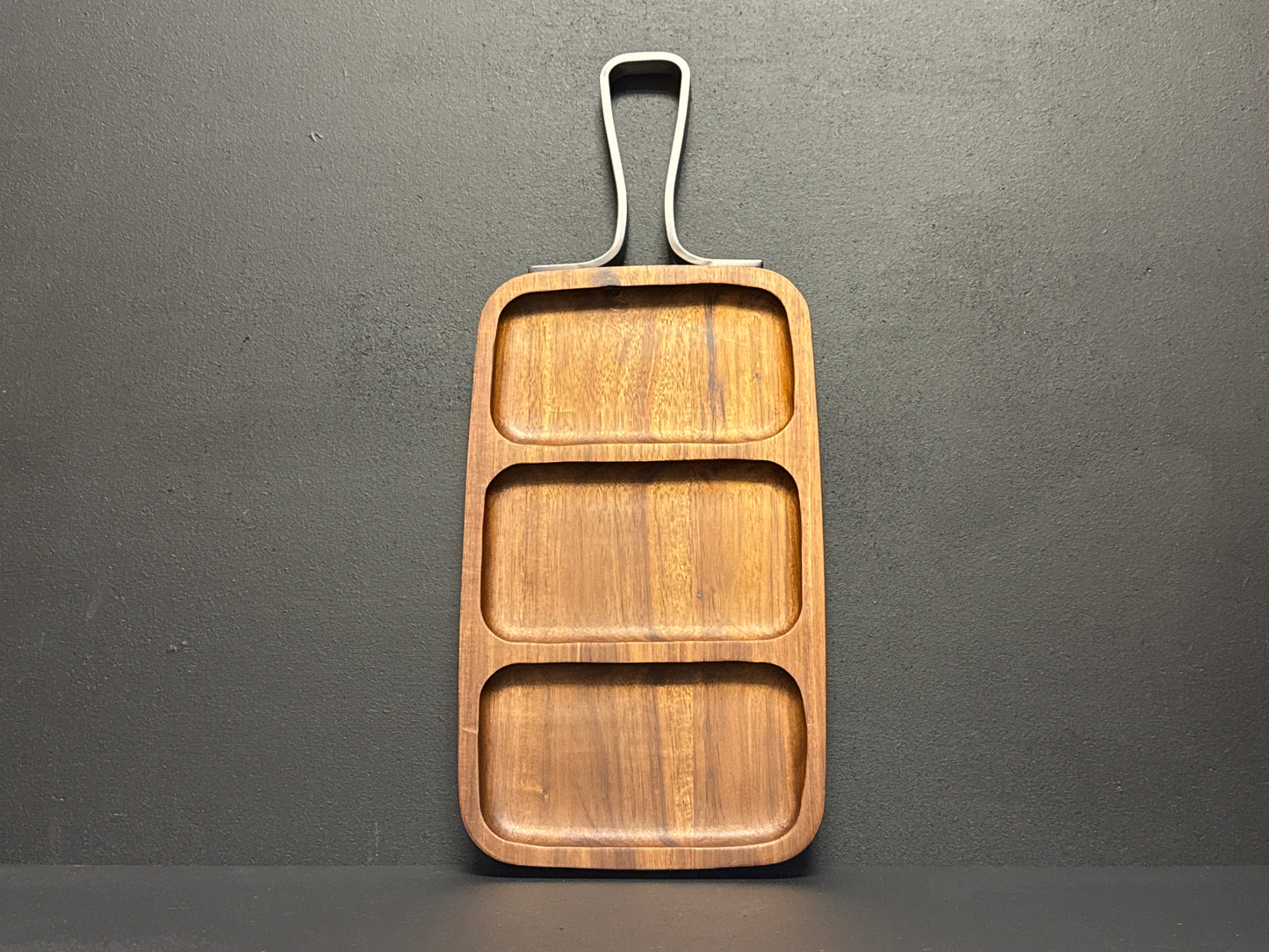 Browne Rectangular 12"x7" Walnut Finish Serving Board w/ 3 Sections - 571507
