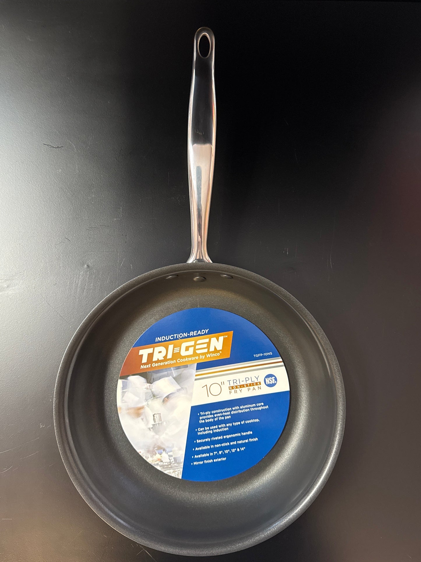 Winco Tri-Gen Tri-Ply Stainless Steel Fry Pan, Non-Stick - 10" Dia TGFP-10NS