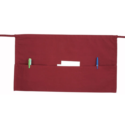 Winco 3-Pocket Waist Apron - Burgundy WA-1221R