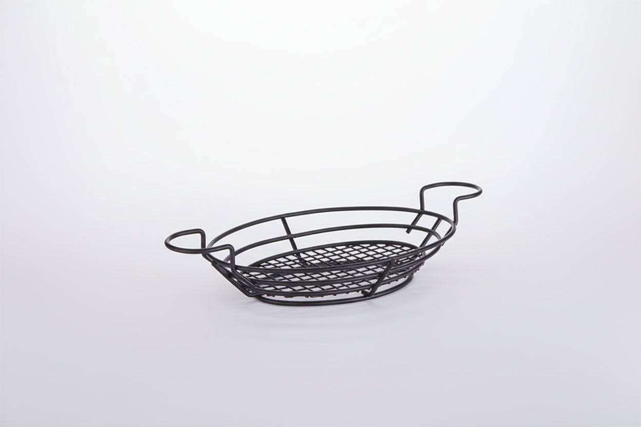 American Metalcraft Oval Wire Baskets With Ramekin Holders - Mesh Bottom BSKB811