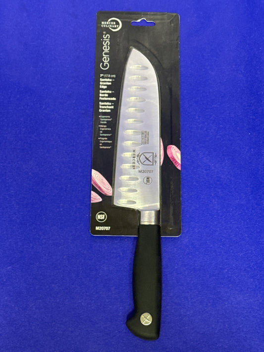 Mercer Culinary M20707 Genesis® 7" Forged Santoku Knife with Granton Edge and Full Tang Blade