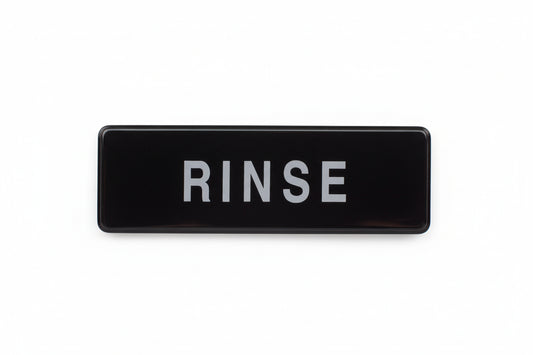 Winco Rinse Information Signs, 9"W x 3"H SGN-327