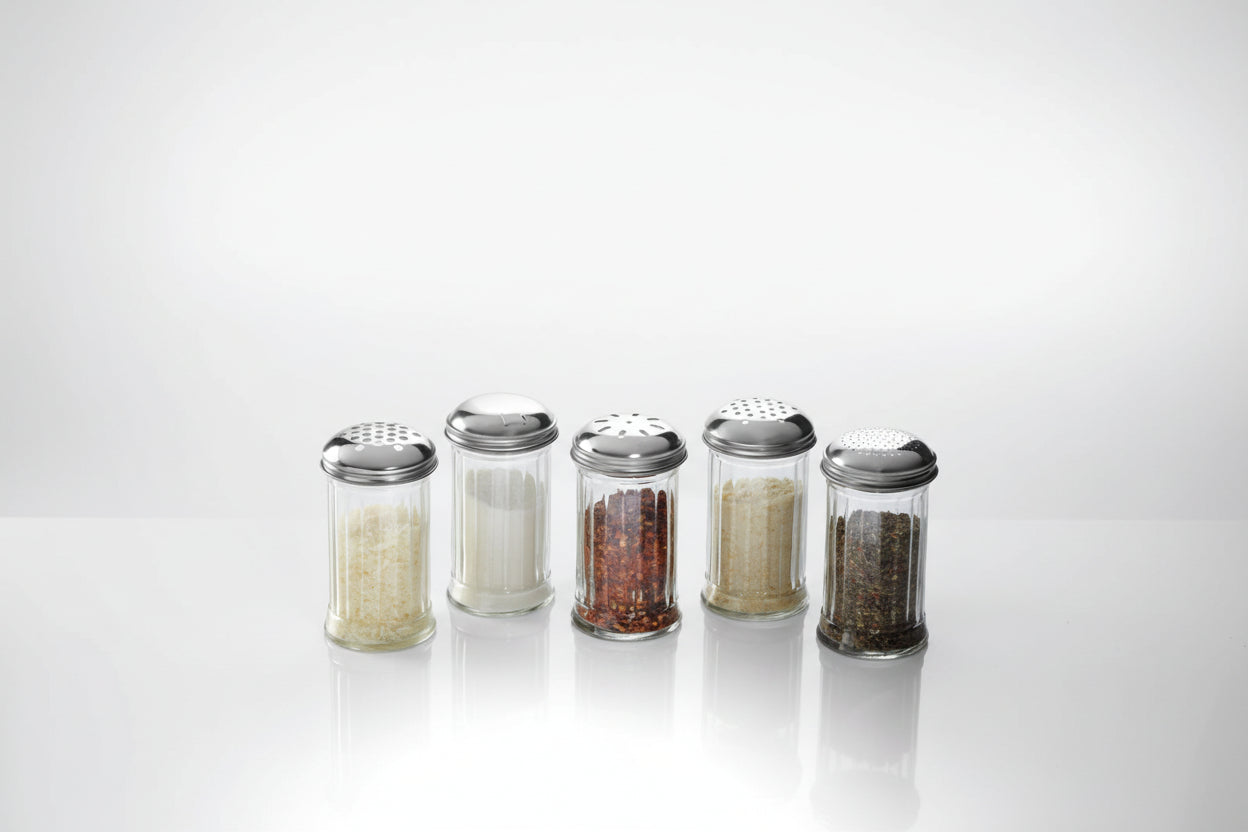 American MetalcraftSHAKER, GLASS W/ SPICE TOP, 12 OZ.  3" DIA X 5-3/8" H GLA317