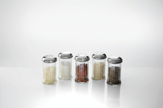 American MetalcraftSHAKER, GLASS W/ SPICE TOP, 12 OZ.  3" DIA X 5-3/8" H GLA317