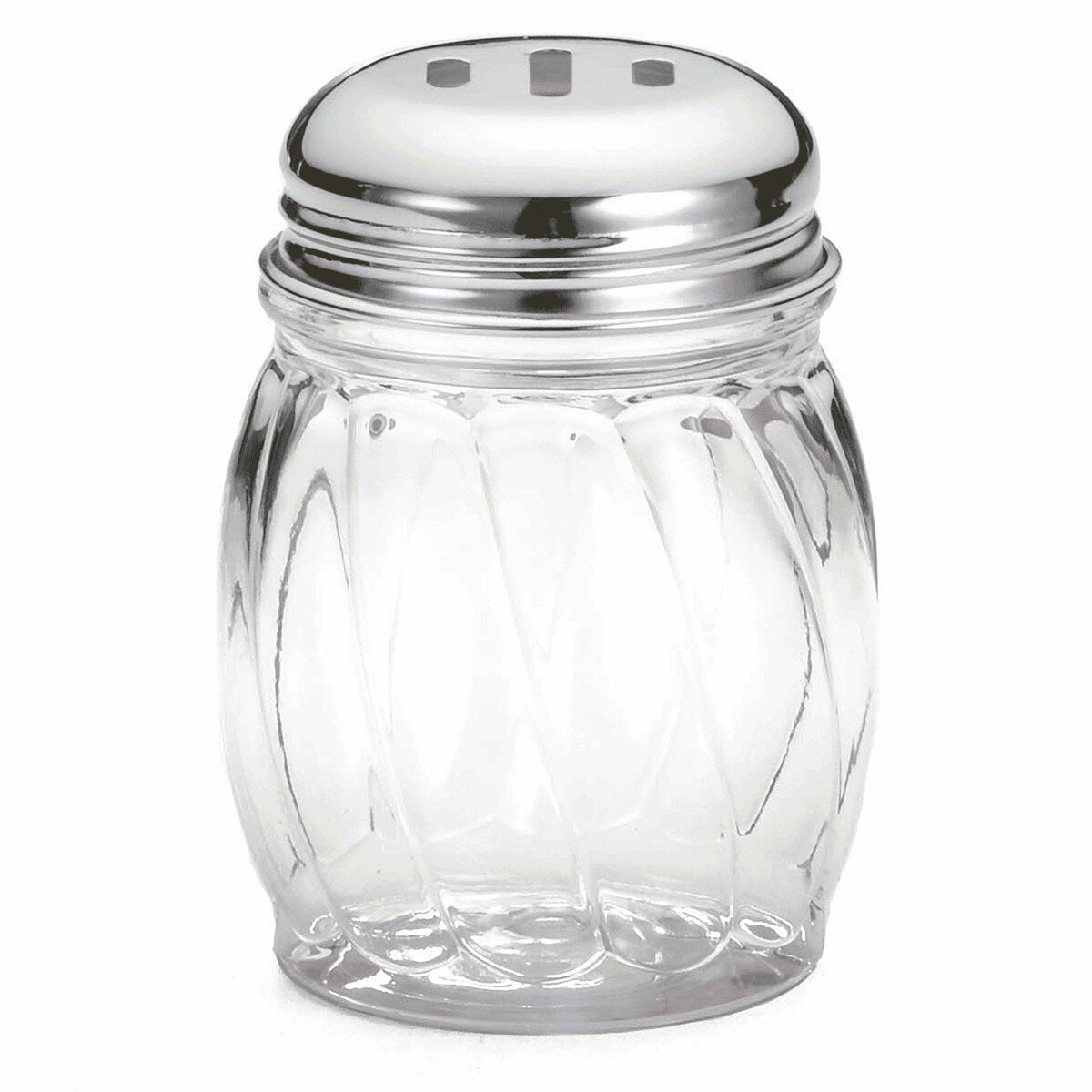 Tablecraft  6 Oz Swirl Plastic Shaker, Chrome Plated Metal Slotted Top P260SL